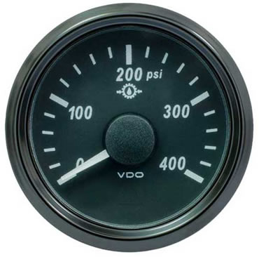 VDO SingleViu Gear Oil Pressure Gauge 400PSI